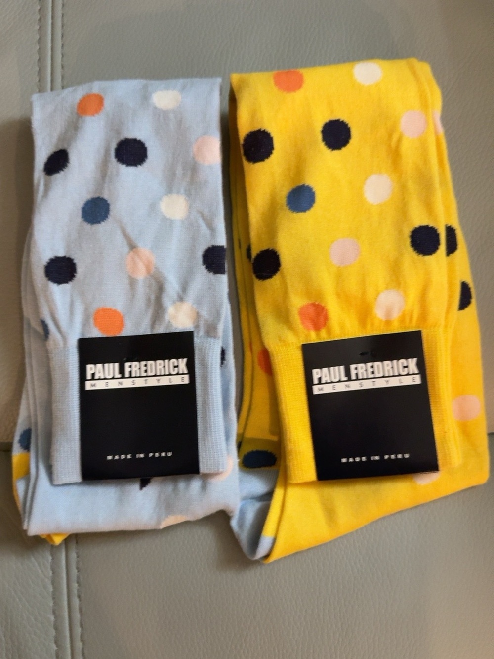 NWT Paul Fredrick Pima Cotton Polka Dot Dress Socks HPH500C 2 Pair